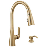 Delta Faucet - BoydE Single Handle Pull-Down Kitchen Faucet with Soap Dispenser and ShieldSpray Technology - Champagne Bronze