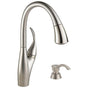 Delta Faucet - Berkley Single Handle Pull-down Kitchen Faucet with MagnaTite and Soap Dispenser - Spotshield Stainless