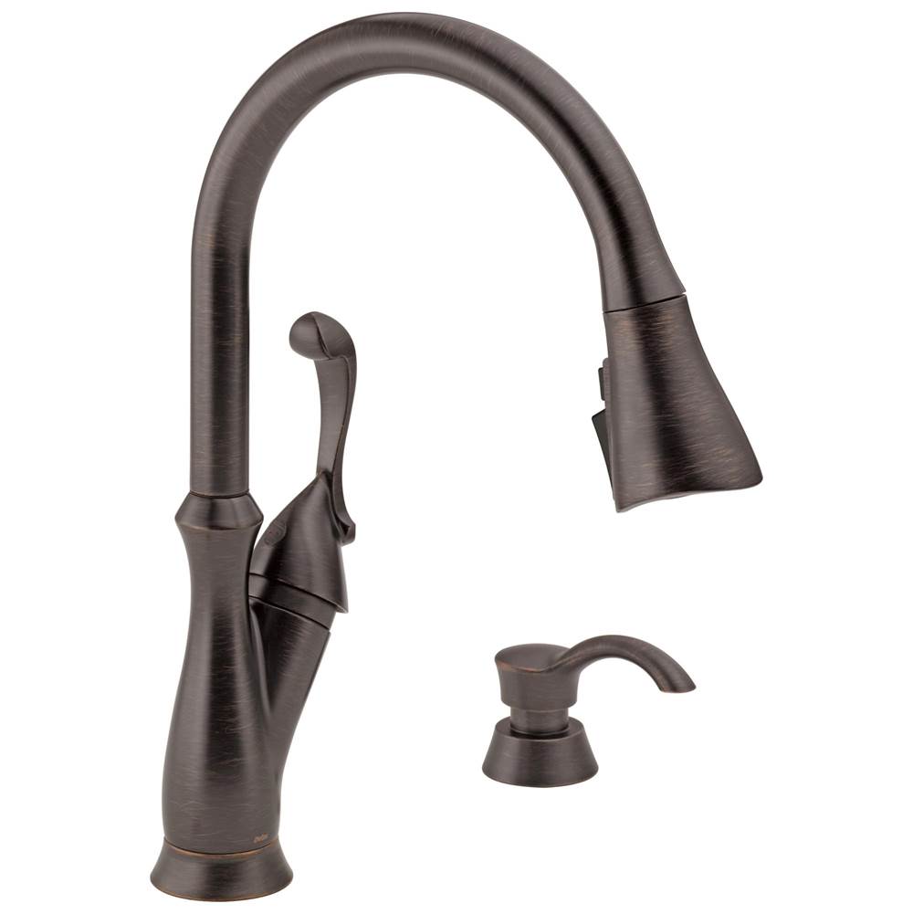 Delta Faucet - ArabellaE Single Handle Pull-Down Kitchen Faucet with Soap Dispenser and ShieldSpray - Venetian Bronze
