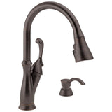 Delta Faucet - ArabellaE Single Handle Pull-Down Kitchen Faucet with Soap Dispenser and ShieldSpray - Venetian Bronze