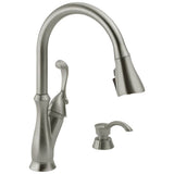 Delta Faucet - ArabellaE Single Handle Pull-Down Kitchen Faucet with Soap Dispenser and ShieldSpray - Stainless