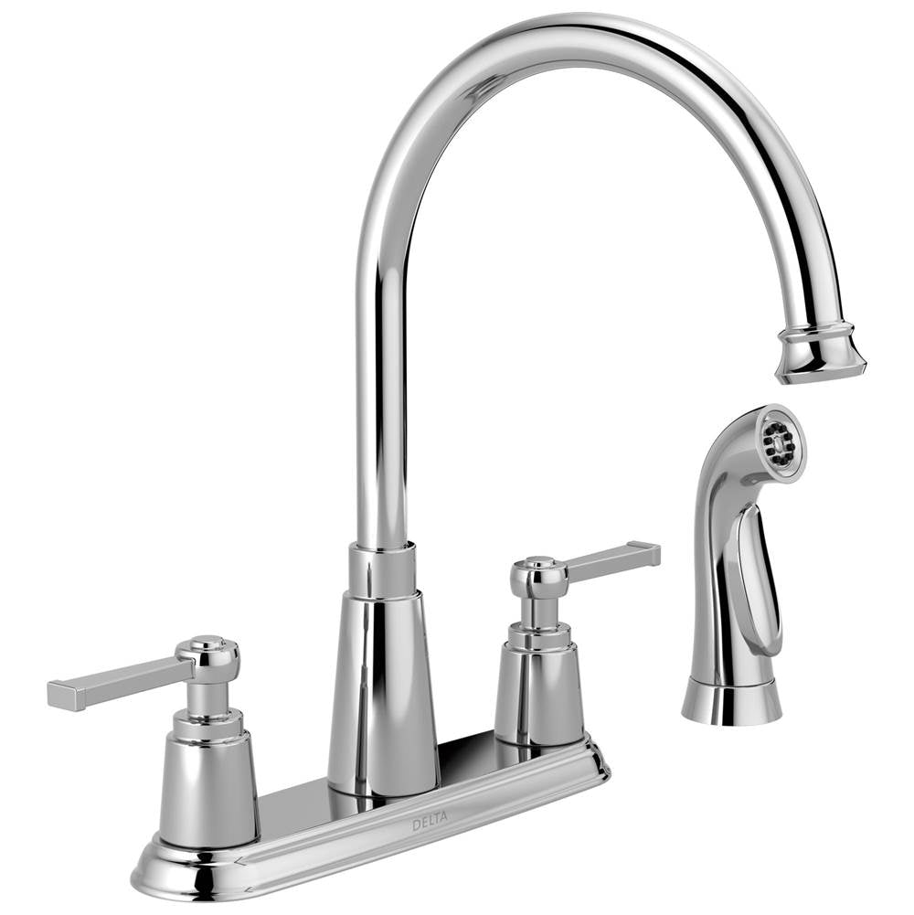 Delta Faucet - Emmett Two Handle Kitchen Faucet with Spray - Chrome