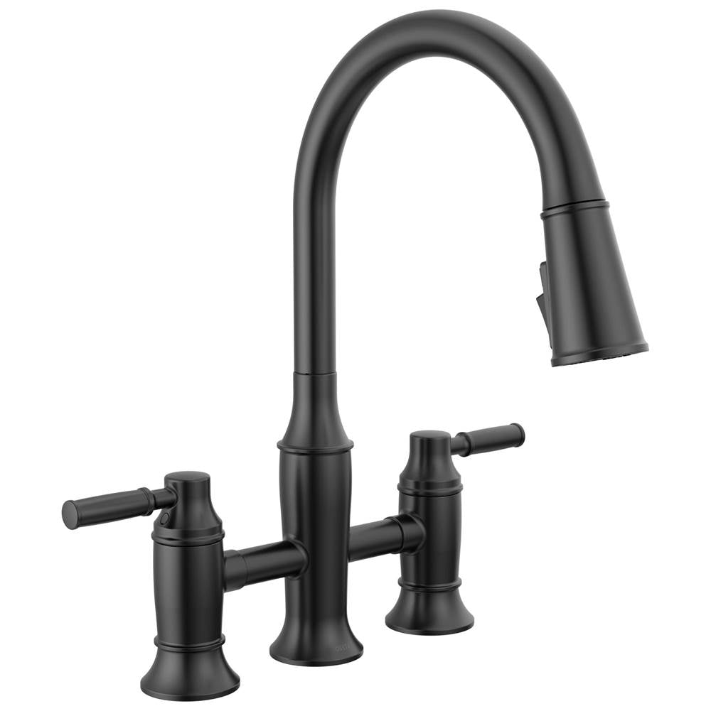 Delta Faucet - RenaldiE Two Handle Pull-Down Bridge Kitchen Faucet - Matte Black
