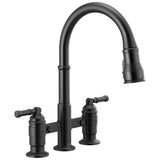 Delta Faucet - BroderickE Two Handle Pull-Down Bridge Kitchen Faucet - Matte Black