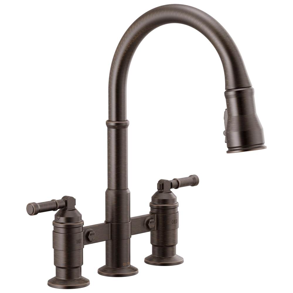 Delta Faucet - BroderickE Two Handle Pull-Down Bridge Kitchen Faucet - Venetian Bronze