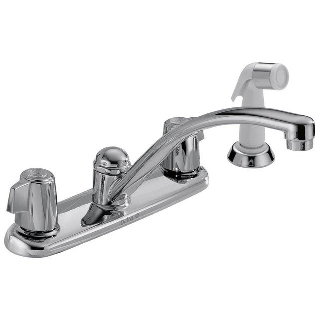 Delta Faucet - 2100 / 2400 Series Two Handle Kitchen Faucet with Spray - Chrome