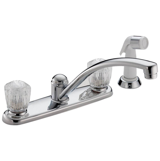 Delta Faucet - 2100 / 2400 Series Two Handle Kitchen Faucet with Spray - Chrome