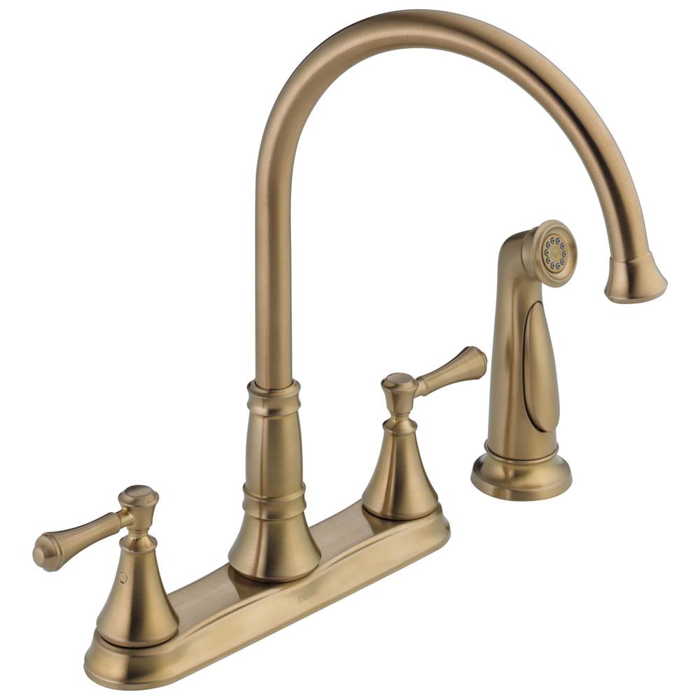 Delta Faucet - CassidyE Two Handle Kitchen Faucet with Spray - Champagne Bronze