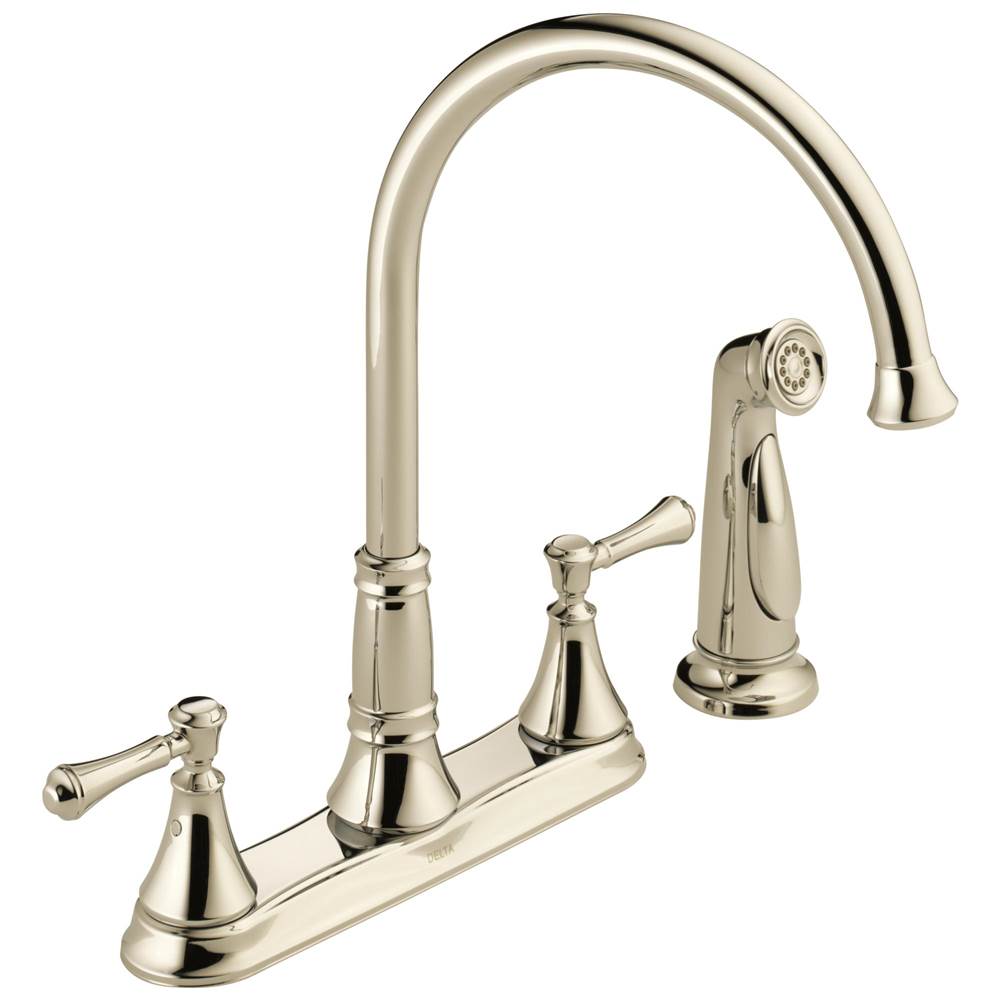 Delta Faucet - CassidyE Two Handle Kitchen Faucet with Spray - Polished Nickel