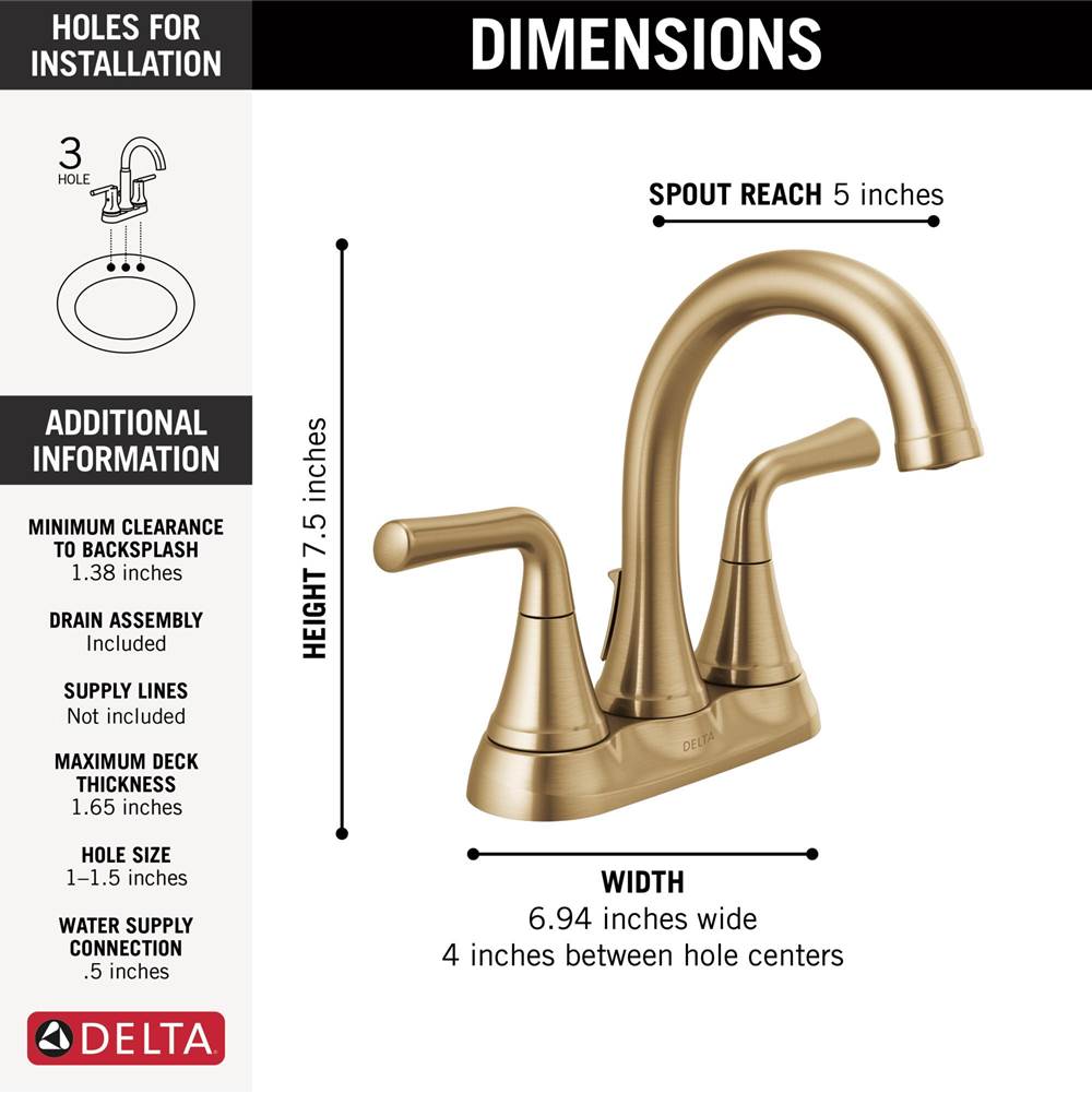KayraE Two Handle Tract-Pack Centerset Bathroom Faucet
