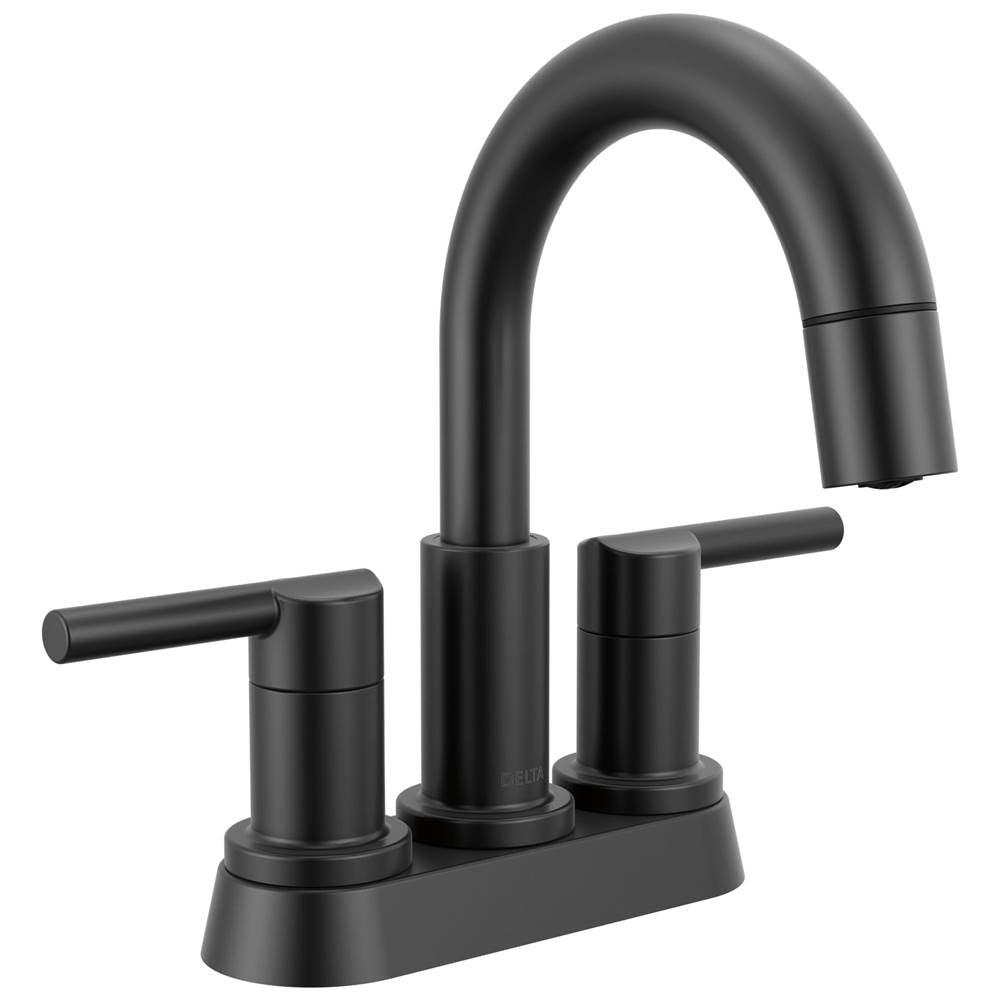 Delta Faucet - NicoliE Two Handle Centerset Pull-Down Bathroom Faucet - Matte Black