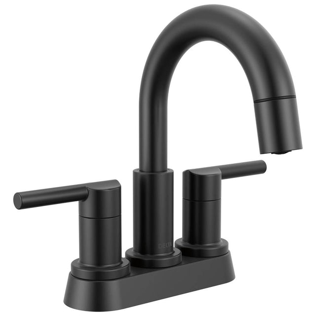 Delta Faucet - NicoliE Two Handle Centerset Pull-Down Bathroom Faucet - Matte Black