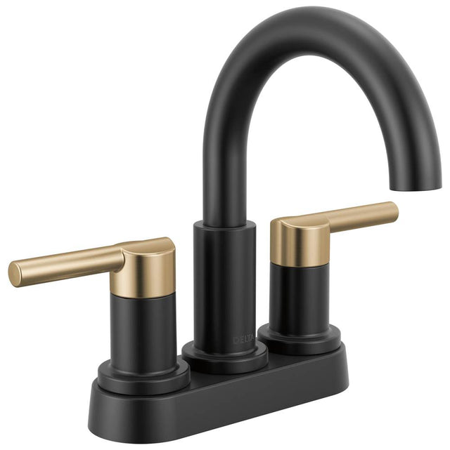 Delta Faucet - NicoliE Two Handle Centerset Bathroom Faucet - Matte Black / Champagne Bronze