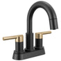 Delta Faucet - NicoliE Two Handle Centerset Pull-Down Bathroom Faucet - Matte Black / Champagne Bronze