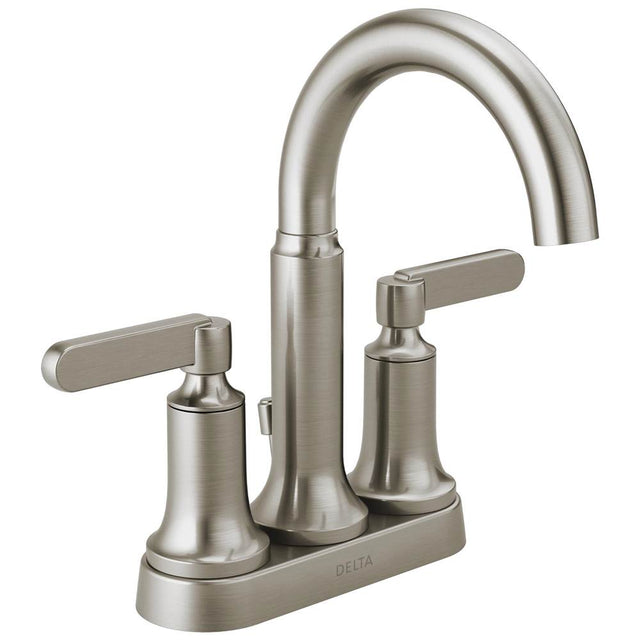 Delta Faucet - AluxE Two Handle Centerset Bathroom Faucet With Pop-Up Drain - Spotshield Brushed Nickel