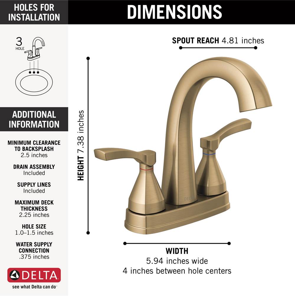 Stryke Two Handle Centerset Bathroom Faucet