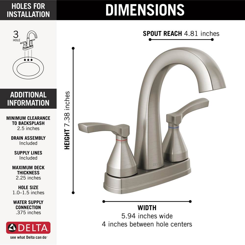 Stryke Two Handle Centerset Bathroom Faucet