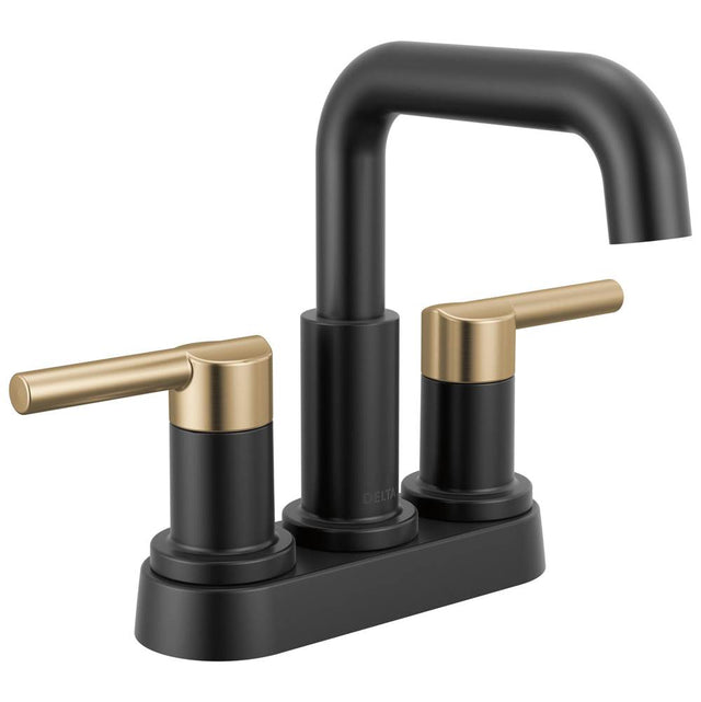 Delta Faucet - NicoliE Two Handle Centerset Bathroom Faucet - Matte Black / Champagne Bronze