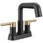 Delta Faucet - NicoliE Two Handle Centerset Pull-Down Bathroom Faucet - Matte Black / Champagne Bronze
