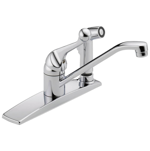 Delta Faucet - 134 / 100 / 300 / 400 Series Single Handle Kitchen Faucet with Integral Spray - Chrome