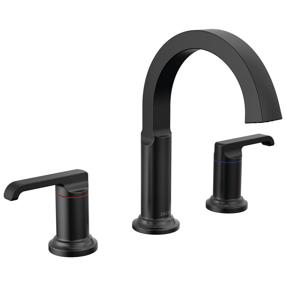 Delta Faucet - TetraE Two Handle Widespread Bathroom Faucet - Matte Black