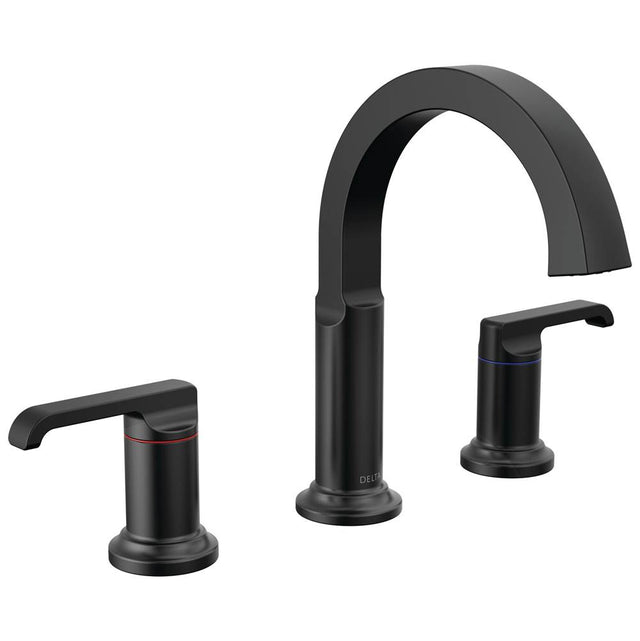 Delta Faucet - TetraE Two Handle Widespread Bathroom Faucet - Matte Black