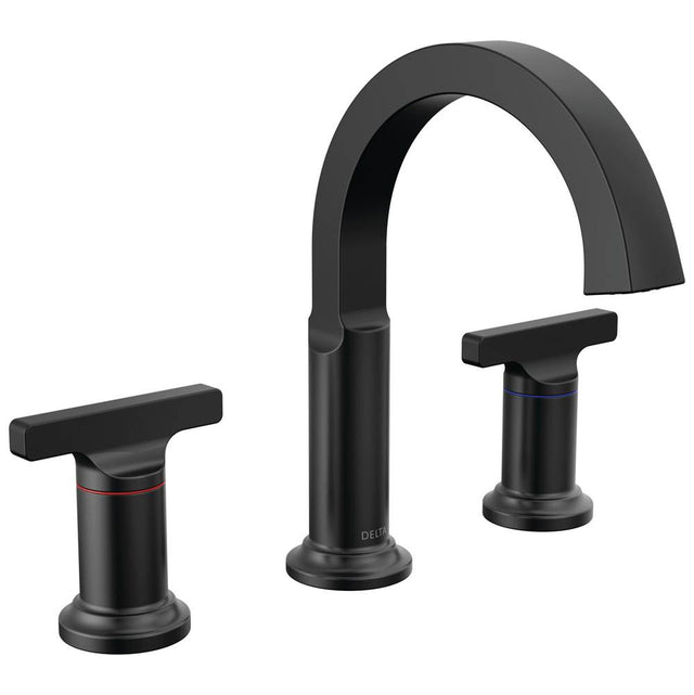 Delta Faucet - TetraE Two Handle Widespread Bathroom Faucet - Matte Black