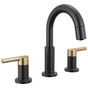 Delta Faucet - NicoliE Two Handle Widespread Pull-Down Bathroom Faucet - Matte Black / Champagne Bronze