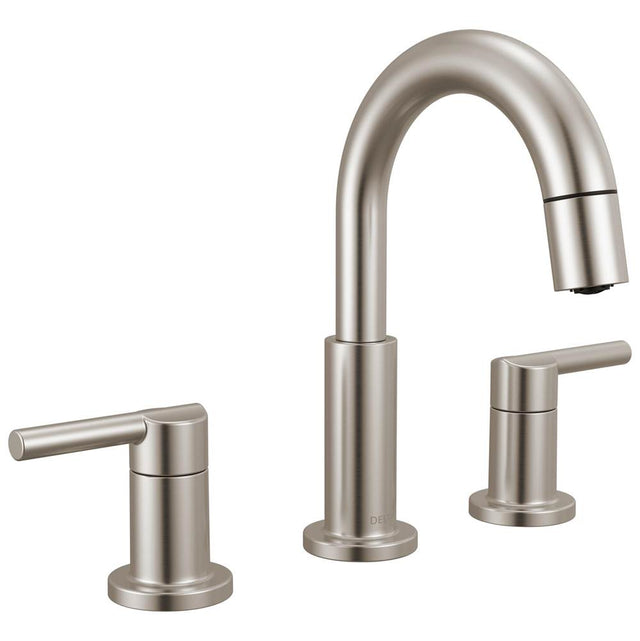 Delta Faucet - NicoliE Two Handle Widespread Pull-Down Bathroom Faucet - Stainless