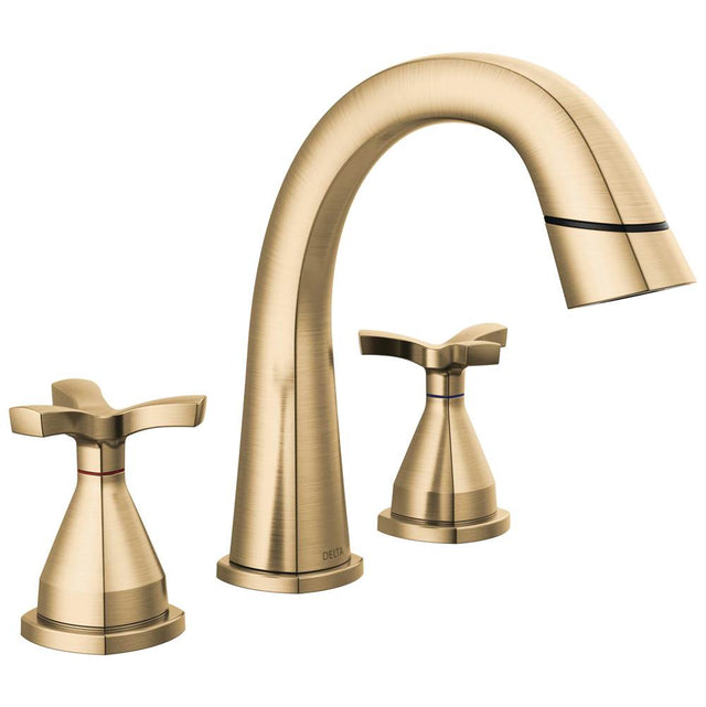 Delta Faucet - Stryke Two Handle Widespread Pull Down Bathroom Faucet - LumicoatÂ® Champagne Bronze