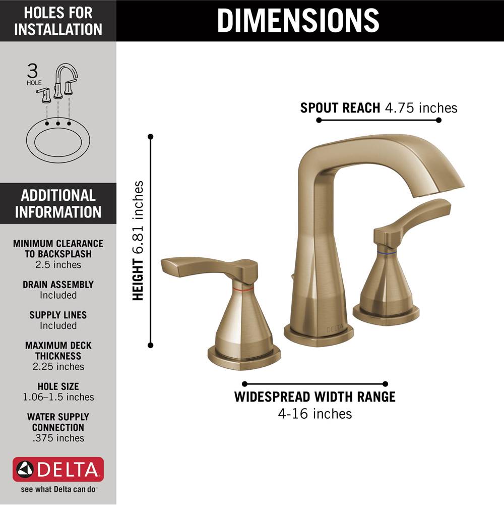 Stryke Two Handle Widespread Bathroom Faucet With Pop-Up Drain