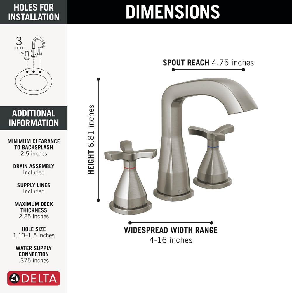 Stryke Two Handle Widespread Bathroom Faucet With Pop-Up Drain