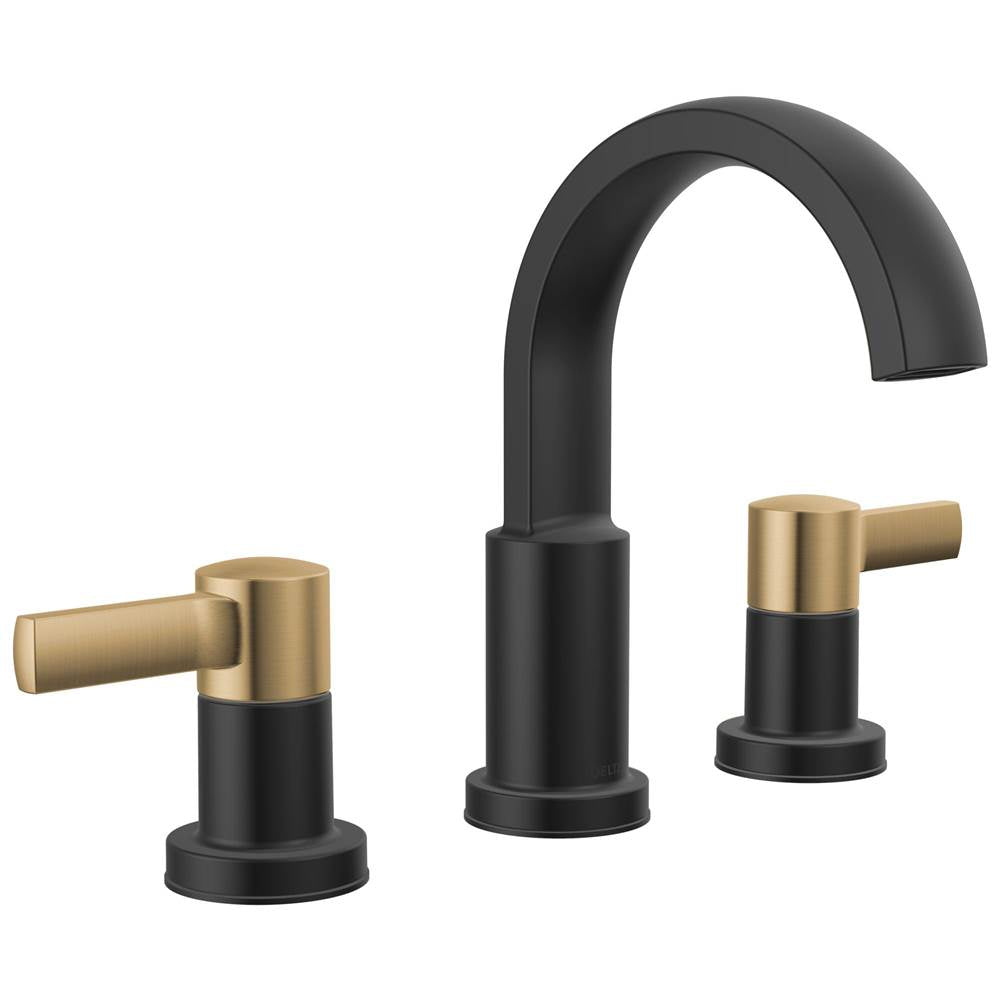 Delta Faucet - AlbionE Two Handle Widespread Bathroom Faucet - Matte Black With Champagne Bronze