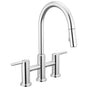 Delta Faucet - NicoliE Two Handle Pull-Down Bridge Kitchen Faucet - Chrome
