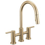 Delta Faucet - NicoliE Two Handle Pull-Down Bridge Kitchen Faucet - Champagne Bronze