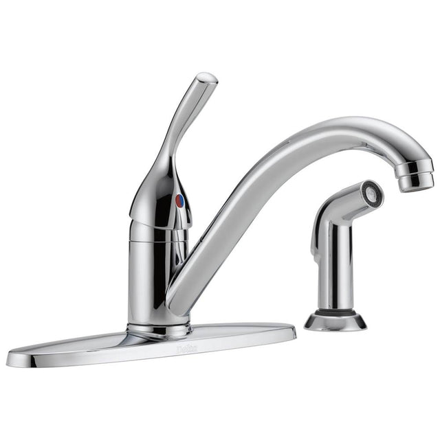 Delta Faucet - 134 / 100 / 300 / 400 Series Single Handle Kitchen Faucet with Spray - Chrome