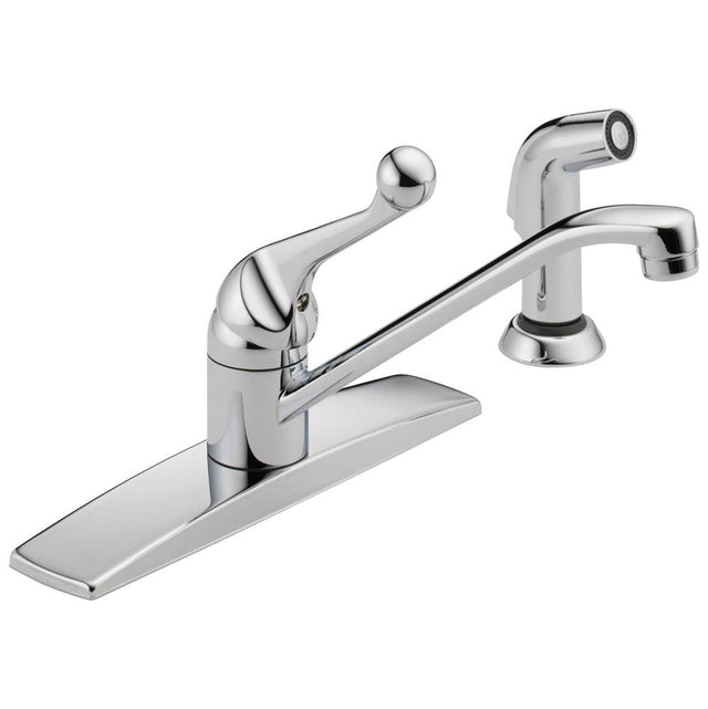 Delta Faucet - 134 / 100 / 300 / 400 Series Single Handle Kitchen Faucet with Spray - Chrome