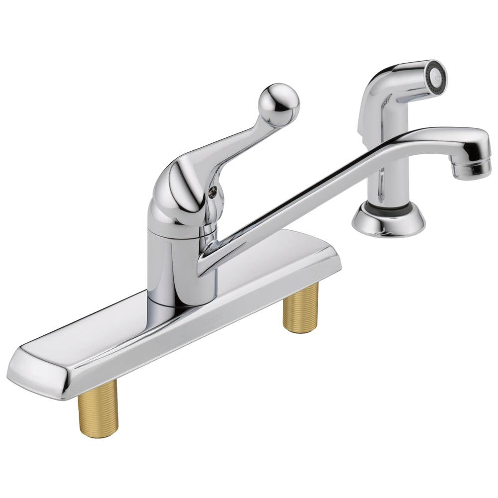 Delta Faucet - 134 / 100 / 300 / 400 Series Single Handle Kitchen Faucet with Spray - Chrome