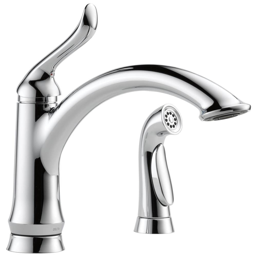 Delta Faucet - LindenE Single Handle Kitchen Faucet with Spray - Chrome