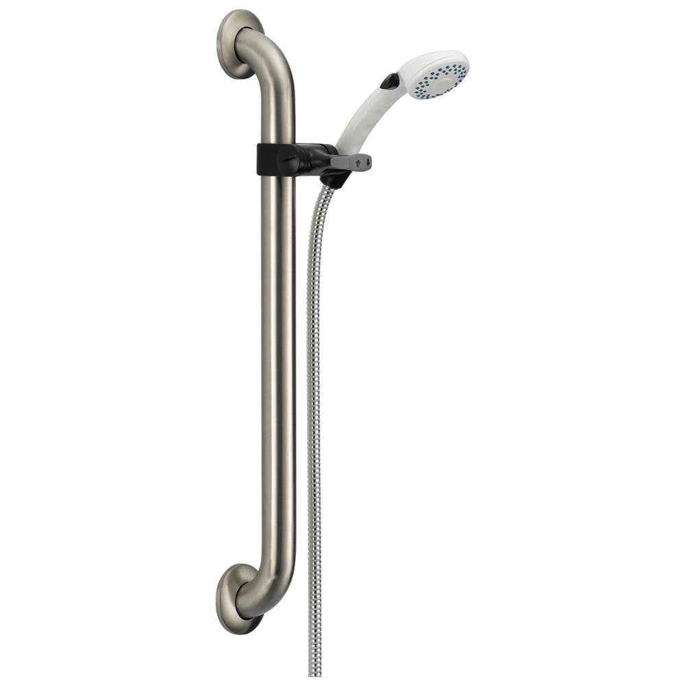 Delta Faucet - Universal Showering Components Adjustable Slide Bar / Grab Bar 2-Setting Hand Shower - White
