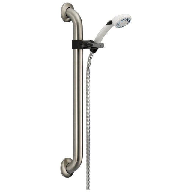Delta Faucet - Universal Showering Components Adjustable Slide Bar / Grab Bar 2-Setting Hand Shower - White