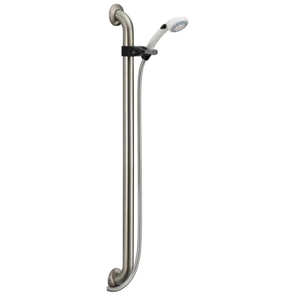 Delta Faucet - Universal Showering Components Adjustable Slide Bar / Grab Bar 2-Setting Hand Shower - White