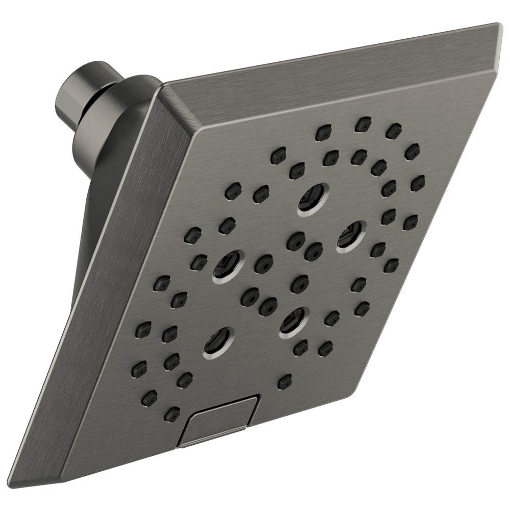 Delta Faucet - Universal Showering Components H2Okinetic 5-Setting Angular Modern Raincan Shower Head - LumicoatÂ® Black Stainless