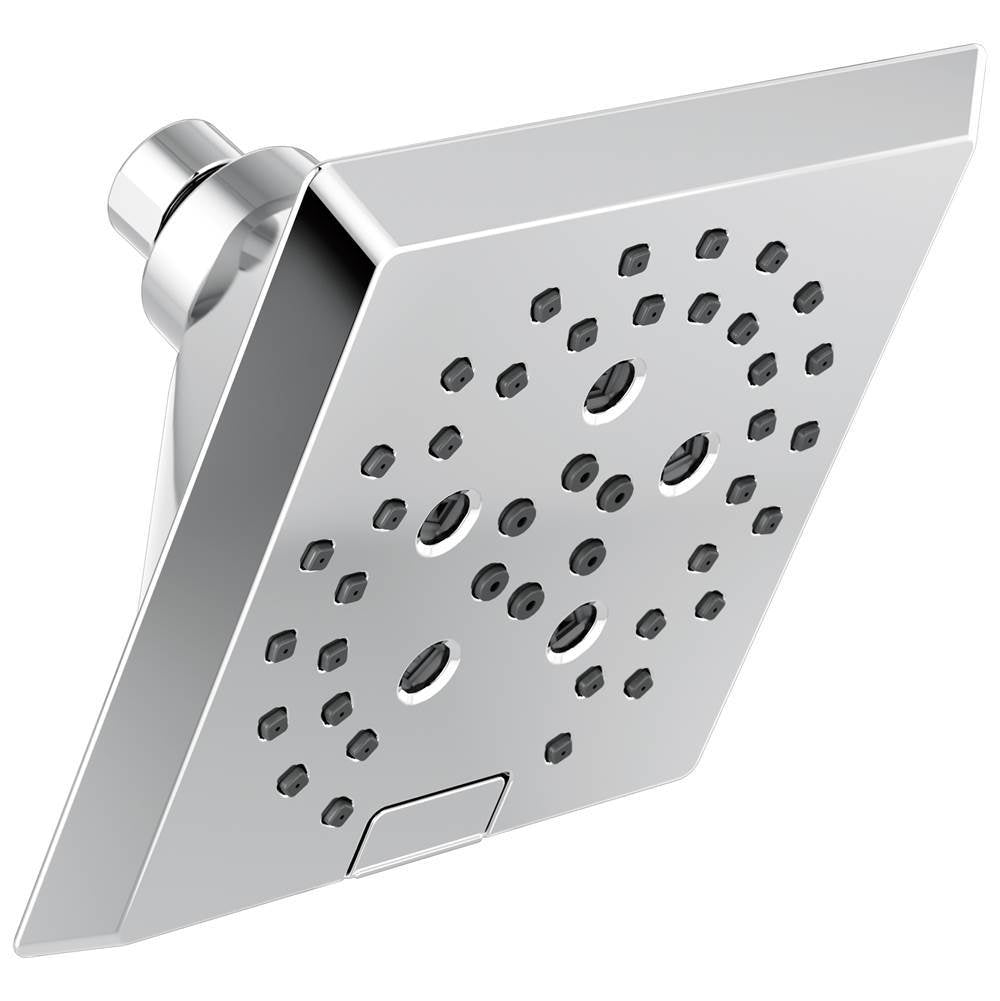 Delta Faucet - Universal Showering Components H2OKinetic 5-Setting Angular Modern Raincan Shower Head - Chrome
