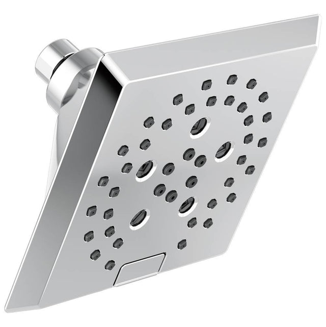 Delta Faucet - Universal Showering Components H2OKinetic 5-Setting Angular Modern Raincan Shower Head - Chrome