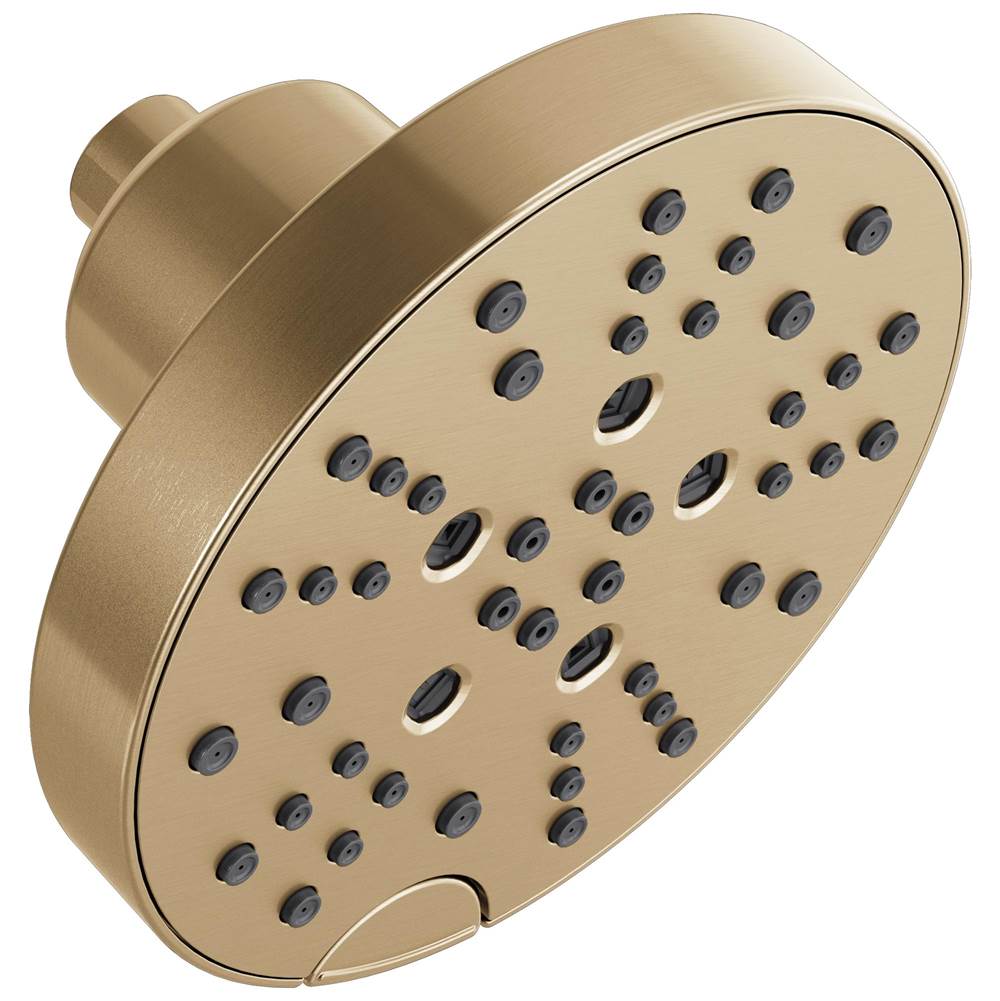 Delta Faucet - Universal Showering Components H2Okinetic 5-Setting Contempoary Round Raincan Shower Head - LumicoatÂ® Champagne Bronze