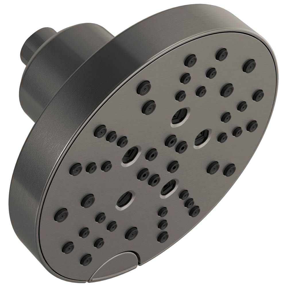Delta Faucet - Universal Showering Components H2Okinetic 5-Setting Contempoary Round Raincan Shower Head - LumicoatÂ® Black Stainless