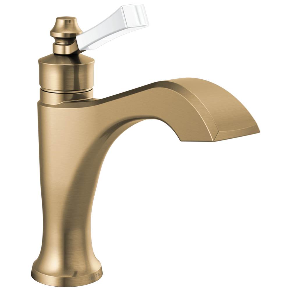 Delta Faucet - DorvalE Single Handle Bathroom Faucet - Champagne Bronze / Porcelain