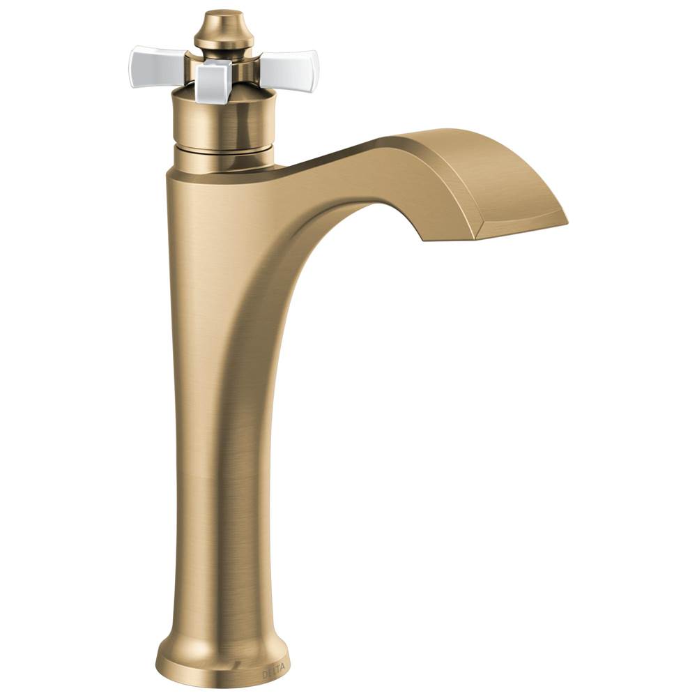 Delta Faucet - DorvalE Single Handle Mid-Height Vessel Bathroom Faucet - Champagne Bronze / Porcelain