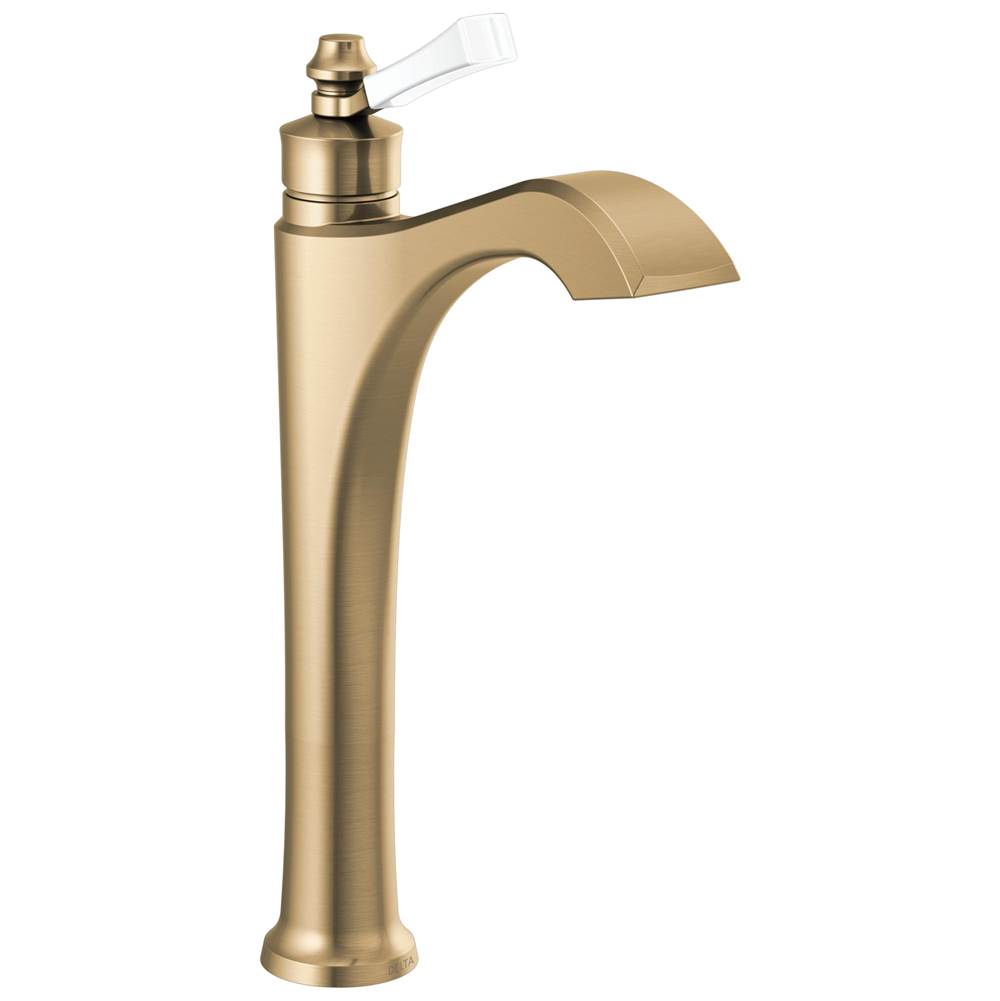 Delta Faucet - DorvalE Single Handle Vessel Bathroom Faucet - Champagne Bronze / Porcelain